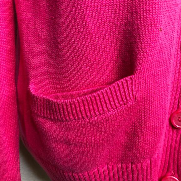 Pendleton bright pink cotton v neck button front cardigan size Large - Picture 5 of 16